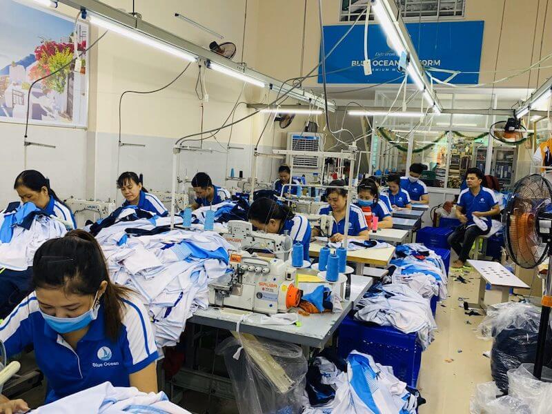 BlueOcean với xưởng may hiện đại, chuyên nghiệp.