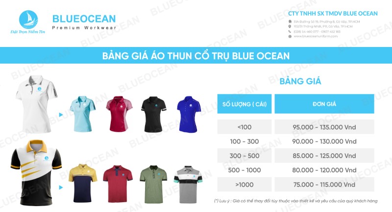 Bảng giá in áo thun cổ trụ
