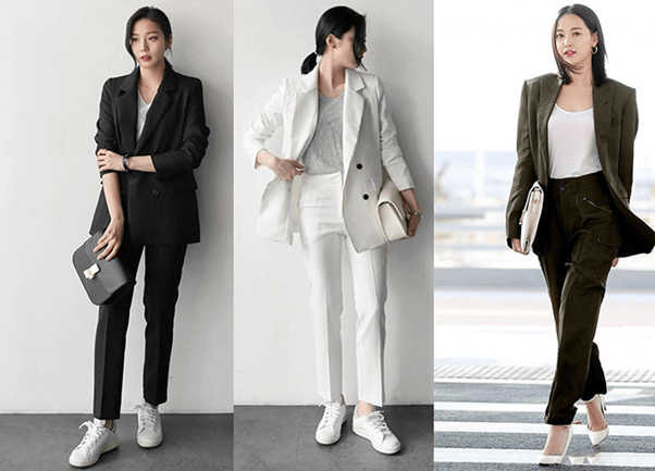Chọn  phối quần baggy cùng áo blazer tạo sự thanh lịch.